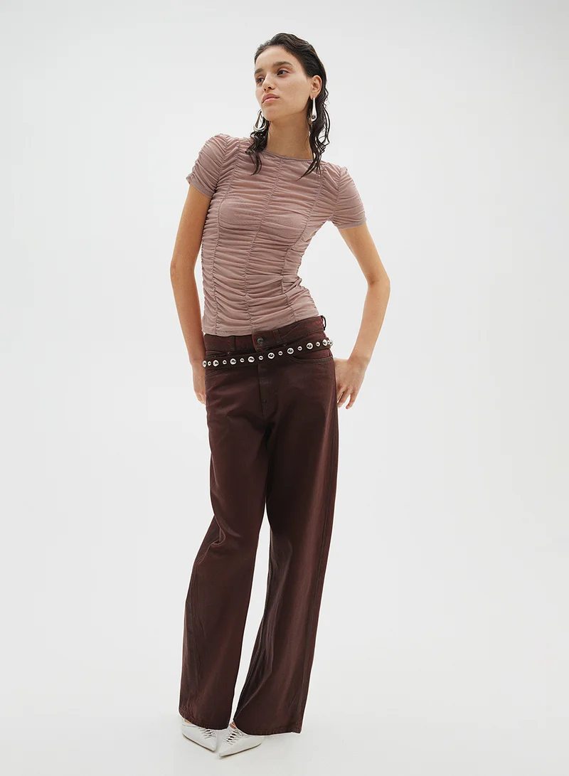 H&M Ruched Mesh Top