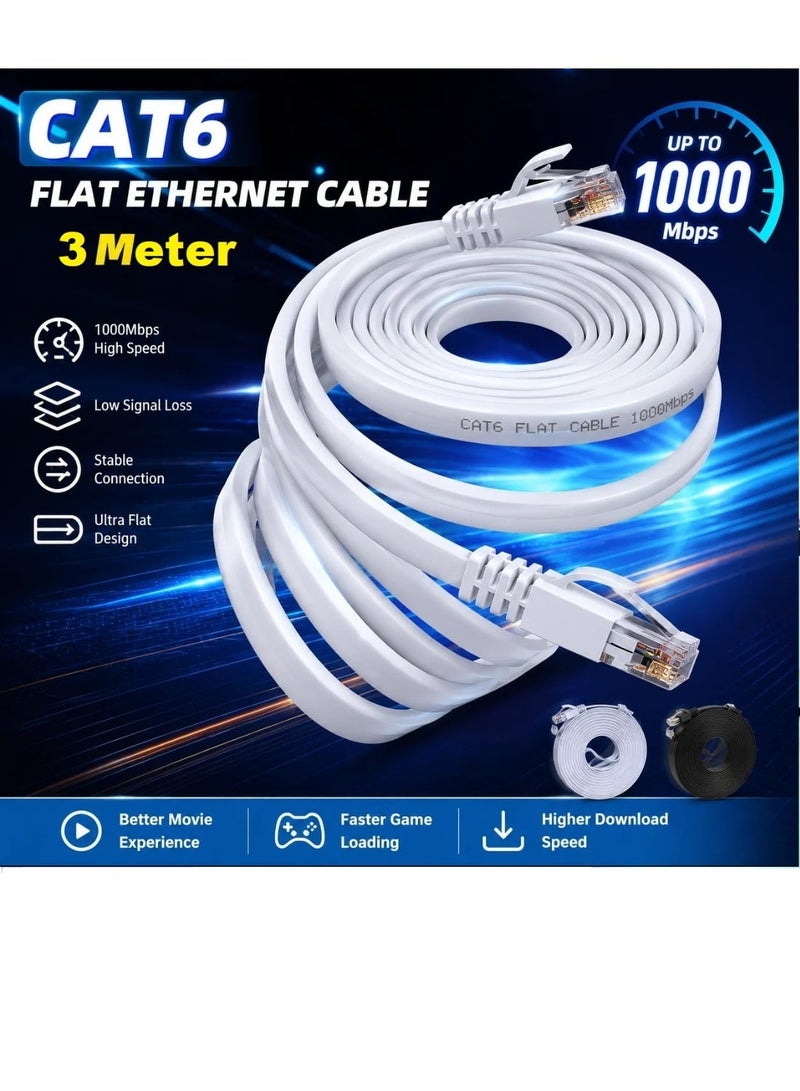 CAT High Speed RJ45 Cat6 Ethernet Patch Cable LAN Cable Compatible for PS4 PS3 Nintendo Switch Raspberry Pi 4 Smart TV Computer Modem Router 3 Meter - Image 1