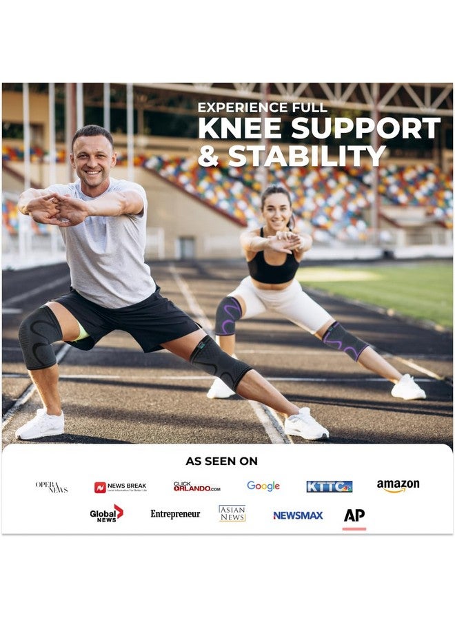 Modvel Compression Knee Brace for Women & Men, 2-Pack Knee Brace for Running Knee Pain, Knee Support Compression Sleeve, Workout Sports Knee Braces for Meniscus Tear, ACL & Arthritis Pain Relief - Image 2