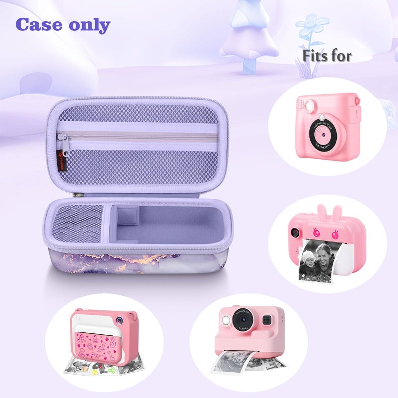 Fintie Kids Camera Case Compatible with ESOXOFFORE, MINIBEAR, Dylanto, GKTZ, Mgaolo, WEEFUN Instant Print Digital Cameras, Hard Carrying Storage Bag Holder Organizer, Lilac Marble - Image 2