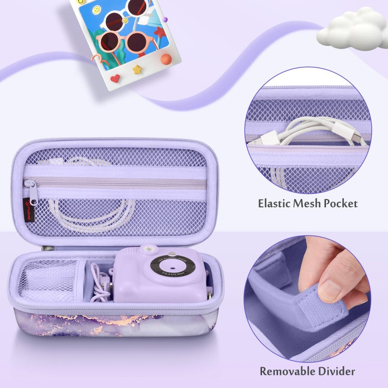 Fintie Kids Camera Case Compatible with ESOXOFFORE, MINIBEAR, Dylanto, GKTZ, Mgaolo, WEEFUN Instant Print Digital Cameras, Hard Carrying Storage Bag Holder Organizer, Lilac Marble - Image 4