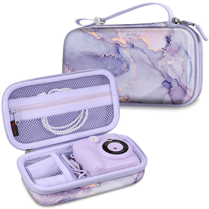 Fintie Kids Camera Case Compatible with ESOXOFFORE, MINIBEAR, Dylanto, GKTZ, Mgaolo, WEEFUN Instant Print Digital Cameras, Hard Carrying Storage Bag Holder Organizer, Lilac Marble - Image 1