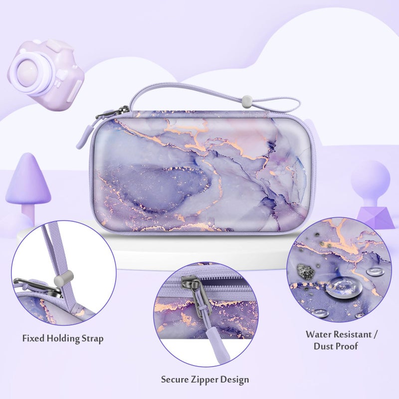 Fintie Kids Camera Case Compatible with ESOXOFFORE, MINIBEAR, Dylanto, GKTZ, Mgaolo, WEEFUN Instant Print Digital Cameras, Hard Carrying Storage Bag Holder Organizer, Lilac Marble - Image 5