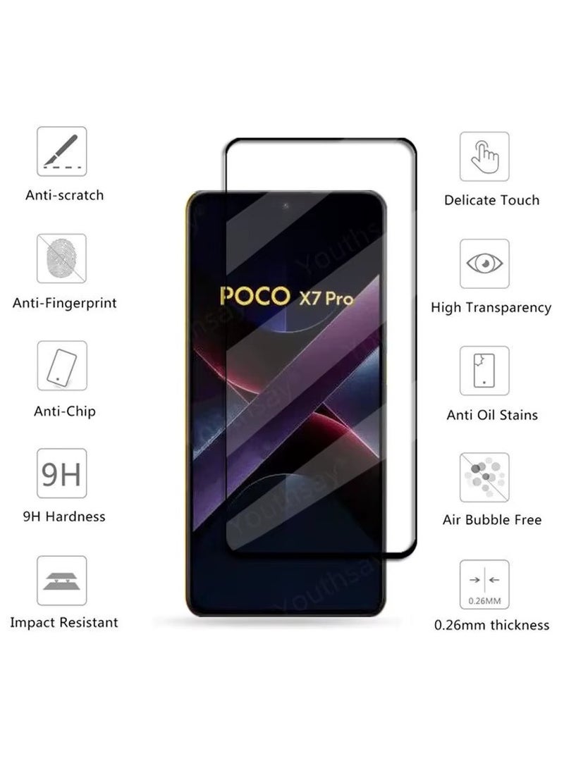 Screen Protector For Xiaomi Poco X7 Pro Tempered Glass Screen Protector Full Screen Coverage HD Clarity Anti Shatter Scratch Proof Glass For Xiaomi Poco X7 Pro 5G