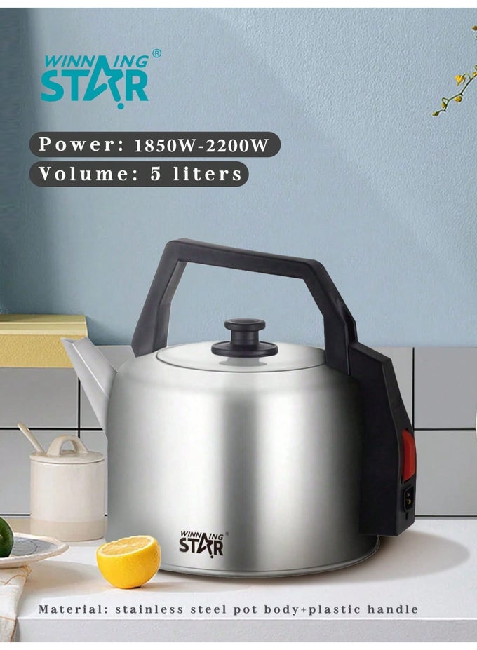 ELECTRIC KETTLE 5L WATER BOILER POUR OVER TEA POT STAINLESS STEEL FOR COFFEE AND TEA WITH FAST HEATING AUTO SHUT OFF AND BOIL DRY PROTECTION TECH