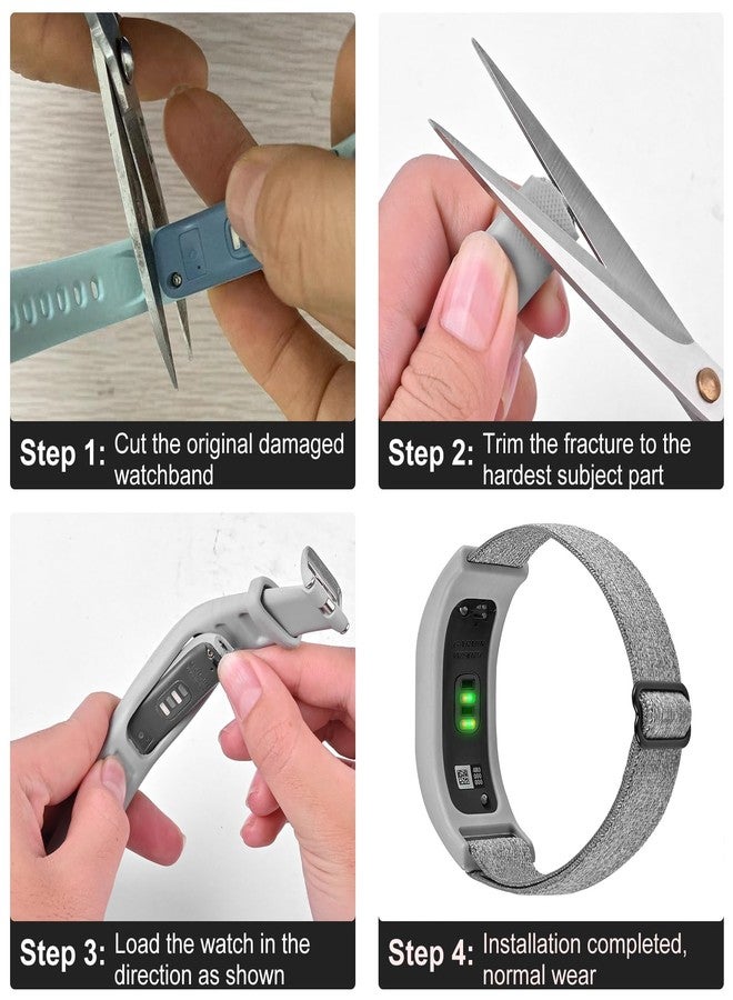 C2D JOY Elastic Nylon Bands Compatible with Garmin Vivosmart 4 tracker Replacement Bands with Case-Dark Black - Image 2