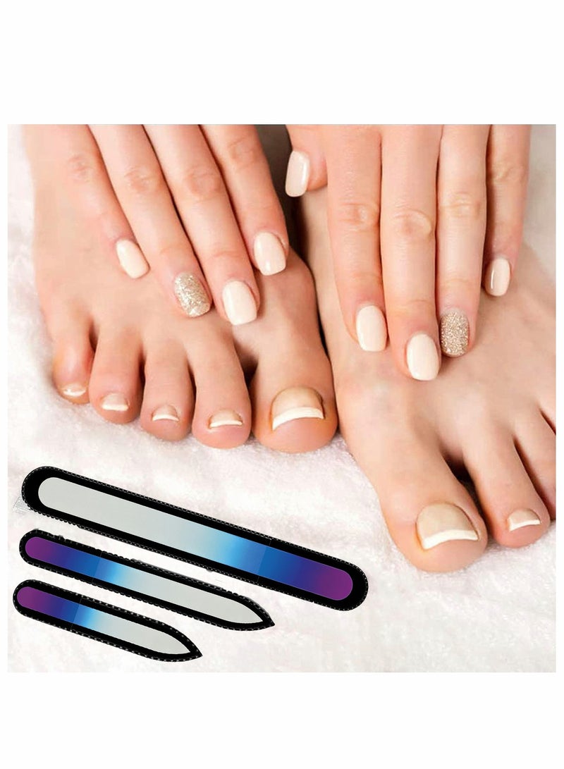 3 Piece Professional Crystal Nail File Set Multicolour - Image 3