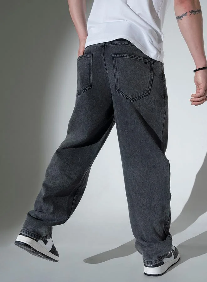 Hubberholme Hubberholme Mid Rise Relaxed Fit Faded Jeans