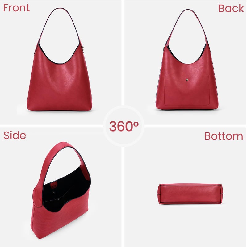HICARRY Faux Suede Hobo Bags Vegan Leather Shoulder Bag Tote for Women with Cherry Charm Slouchy Designer Handbag Purse Fall Fashion - Image 3