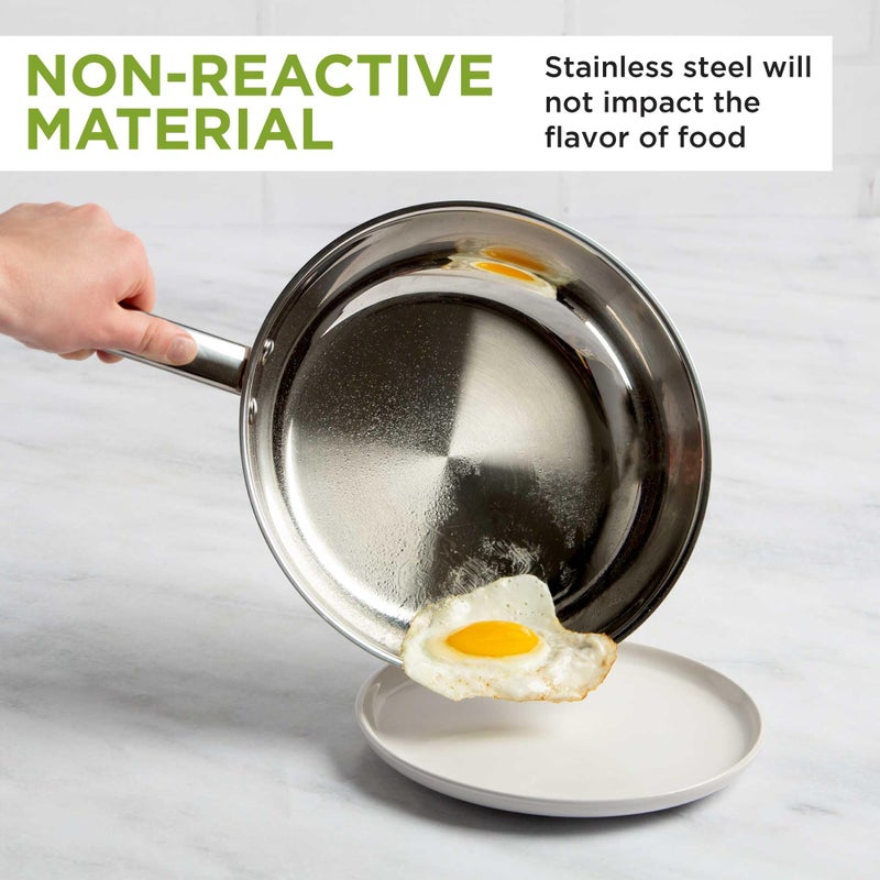 Ecolution Classic Stainless Steel Fry Pan, Professional Quality SautÃ©, Encapsulated Base, Comfort Grip Riveted Handles, All Cooktop Safe, Oven Safe, Dishwasher Safe, 8-Inch - Image 5