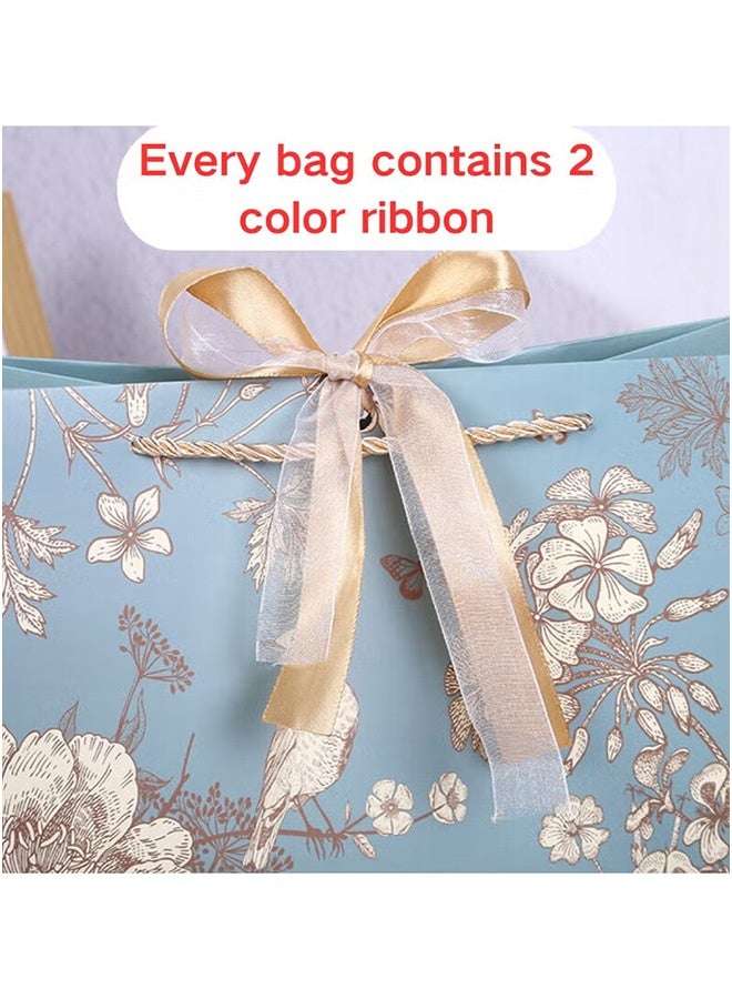 جُودِيَّة حقيبة هدايا رمضان 25x12x20 سم، طقم من 20 قطعة من أكياس الهدايا الملونة بنقوش الزهور، حقيبة هدايا ورقية محمولة لأكياس الهدايا متوسطة الحجم، حقائب عيد ميلاد الأم، حفلات الزفاف - Image 5