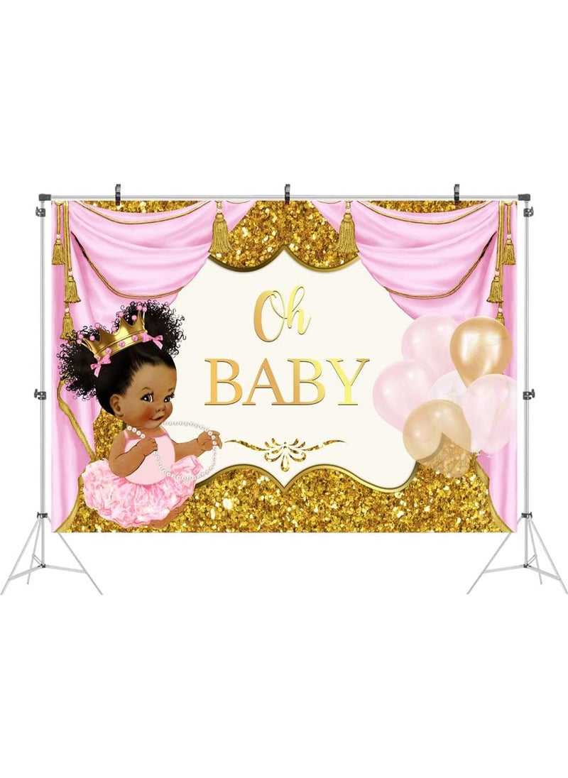 Ticuenicoa Ticuenicoa 7x5ft Oh Baby Backdrop for Girl Royal Princess Pink and Gold Baby Shower Backdrops for Photography Fresh Princess Babyshower Background Its A Girl Banner 1st Birthday Party Supplies  - Image 2