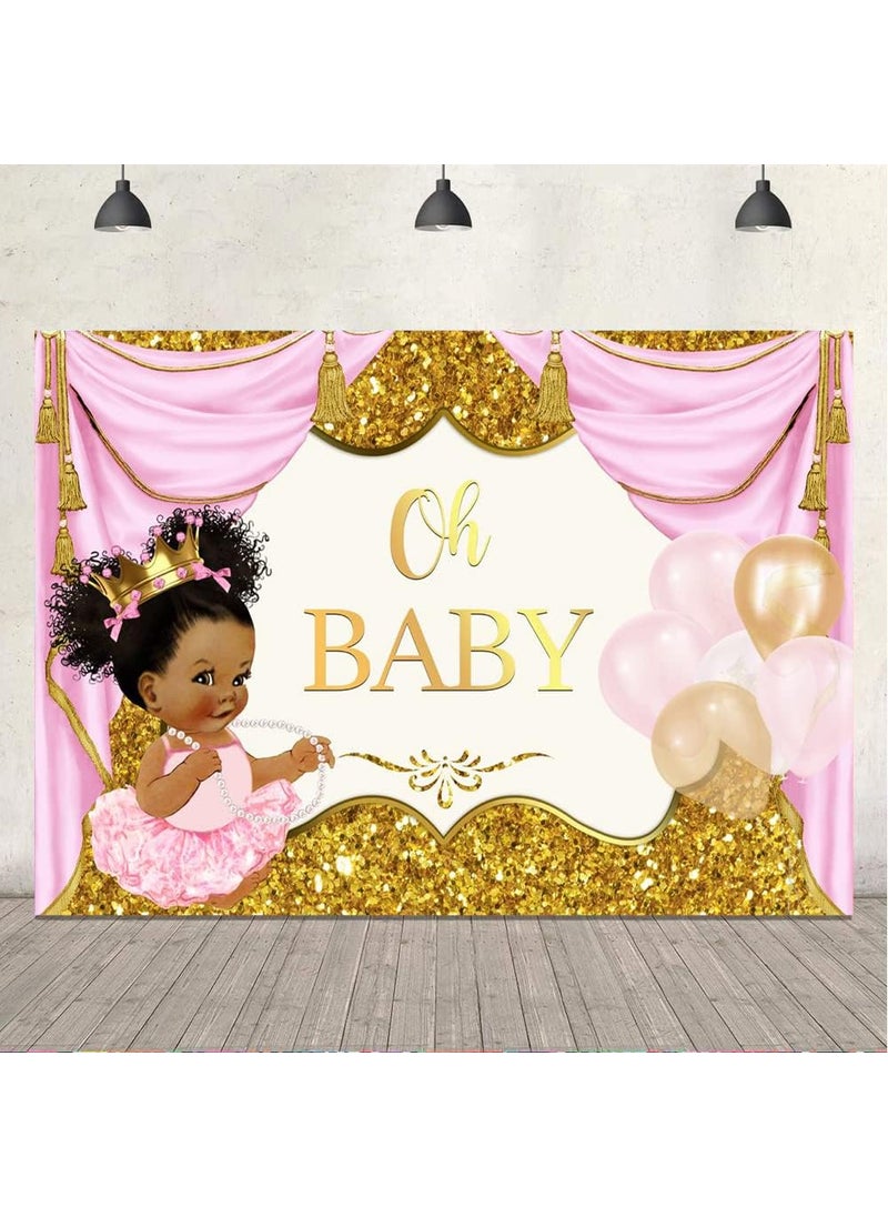 Ticuenicoa Ticuenicoa 7x5ft Oh Baby Backdrop for Girl Royal Princess Pink and Gold Baby Shower Backdrops for Photography Fresh Princess Babyshower Background Its A Girl Banner 1st Birthday Party Supplies  - Image 4