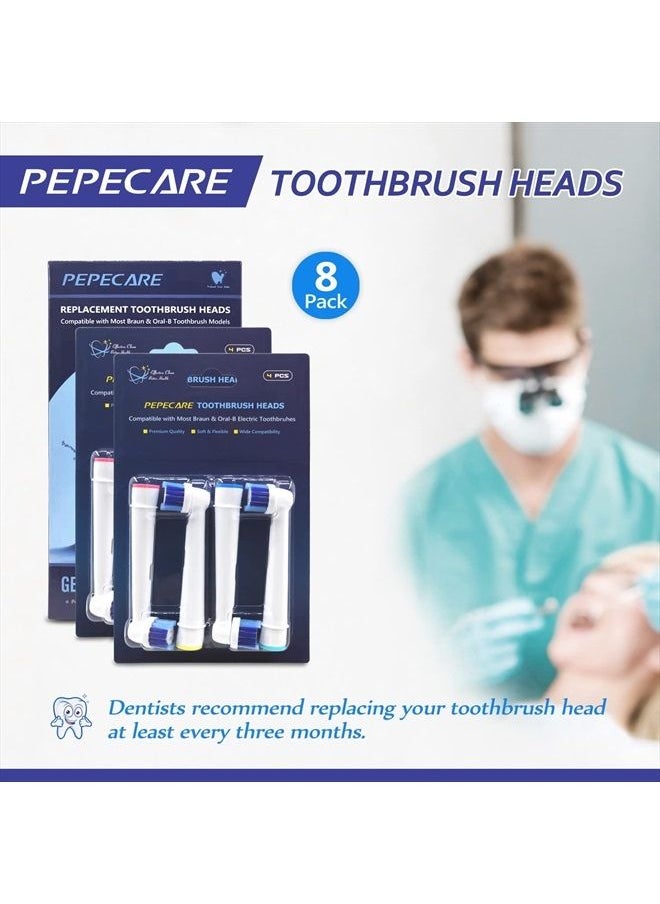 PEPECARE - 8 Pack Replacement Brush Heads Compatible Toothbrush Heads for Braun Oral-B Professional Care 500 600 1000 2000 2500 3000 5000 7000 and More Vitality Pro Smart Genius Electric Toothbrushes - Image 1