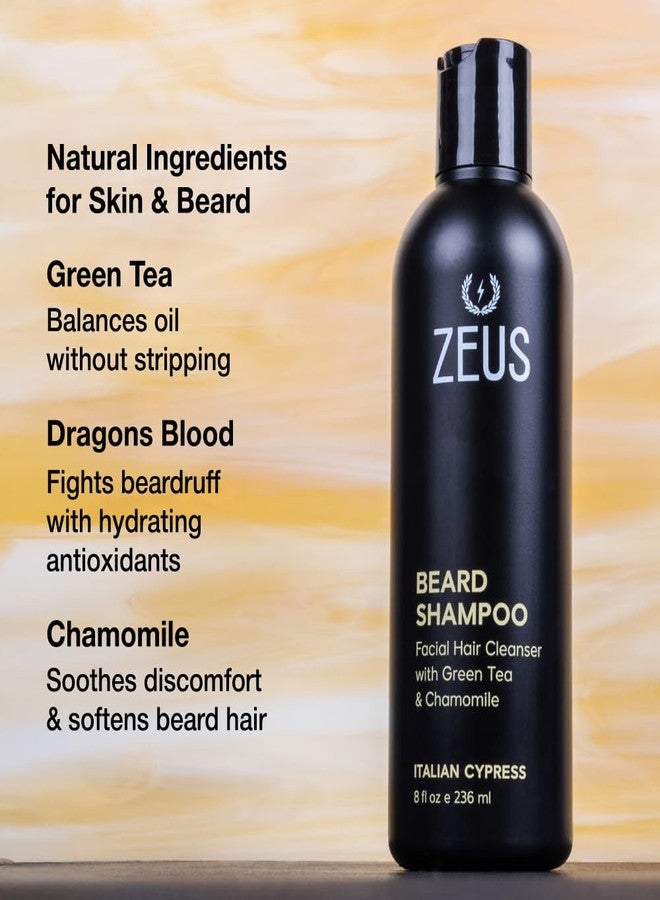 ZEUS Beard Shampoo Wash for Men with Natural Oils (8 fl oz) Italian Cypress - Image 3