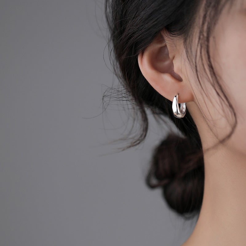 925 Sterling Silver Circle Stud Earrings Summer Fashion Silver 