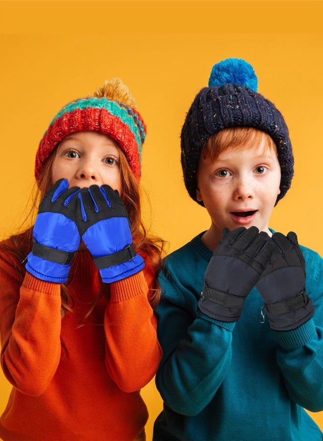 Satinior 2 Pairs Kids Thick Ski Gloves Winter Warm Snow Gloves for Child, Blue-Black Style, Aged 3-6 - Image 2