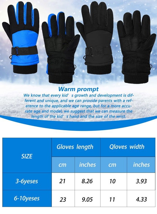 Satinior 2 Pairs Kids Thick Ski Gloves Winter Warm Snow Gloves for Child, Blue-Black Style, Aged 3-6 - Image 4