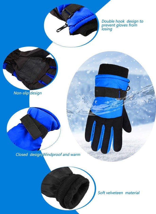 Satinior 2 Pairs Kids Thick Ski Gloves Winter Warm Snow Gloves for Child, Blue-Black Style, Aged 3-6 - Image 3