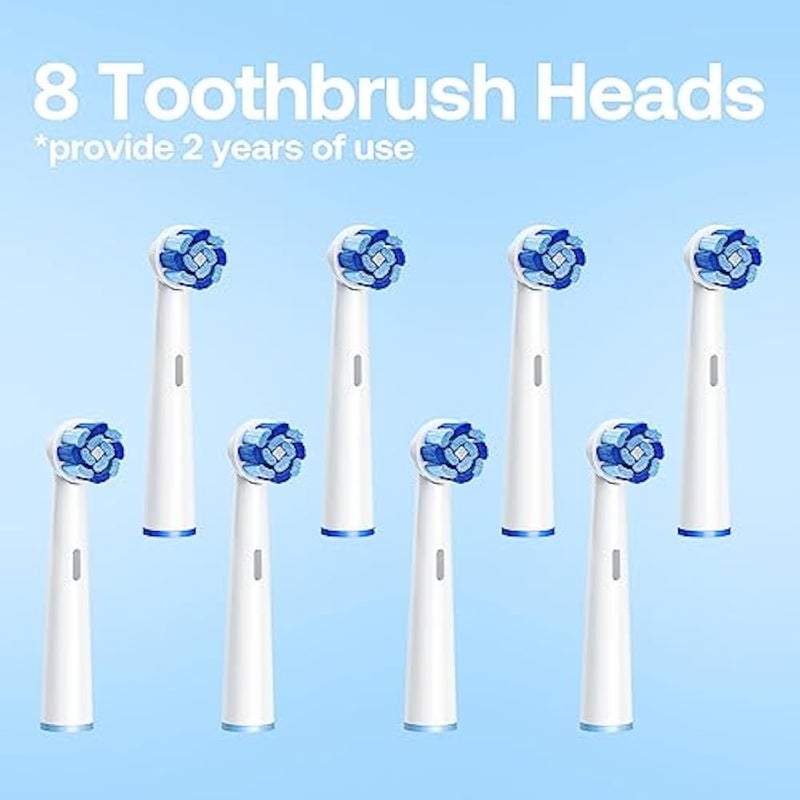 Bitvae R2 Rotating Electric Toothbrush for Adults with 8 Brush Heads, 5 Modes Rechargeable Power Toothbrush with Pressure Sensor, White - Image 3