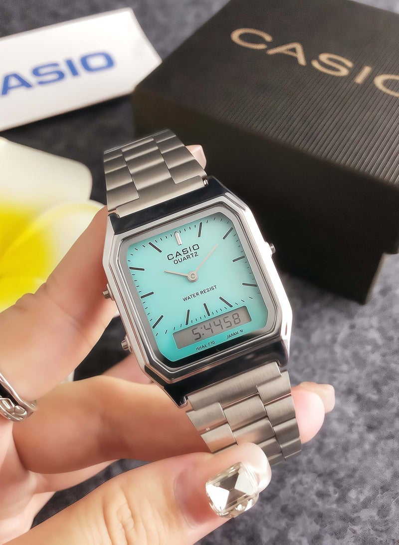 CASIO CASIO Classic Men's and Women's Fashion Multi functional Alloy square Quartz Watch Stainless Steel Strap 31MM - Image 2