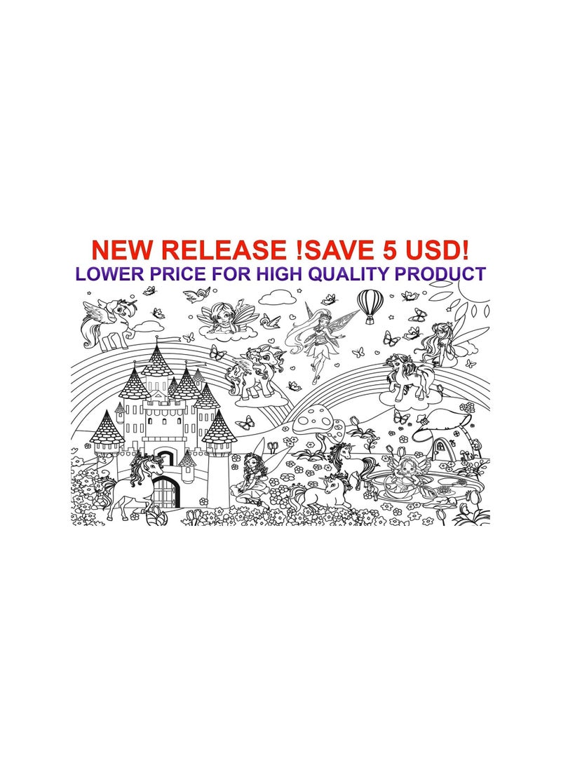 Poster printed on black and white paper for coloring a unicorn and a fairy, size 58 cm by 98 cm, printed by Up to Date Egypt 01222143812 - Image 4