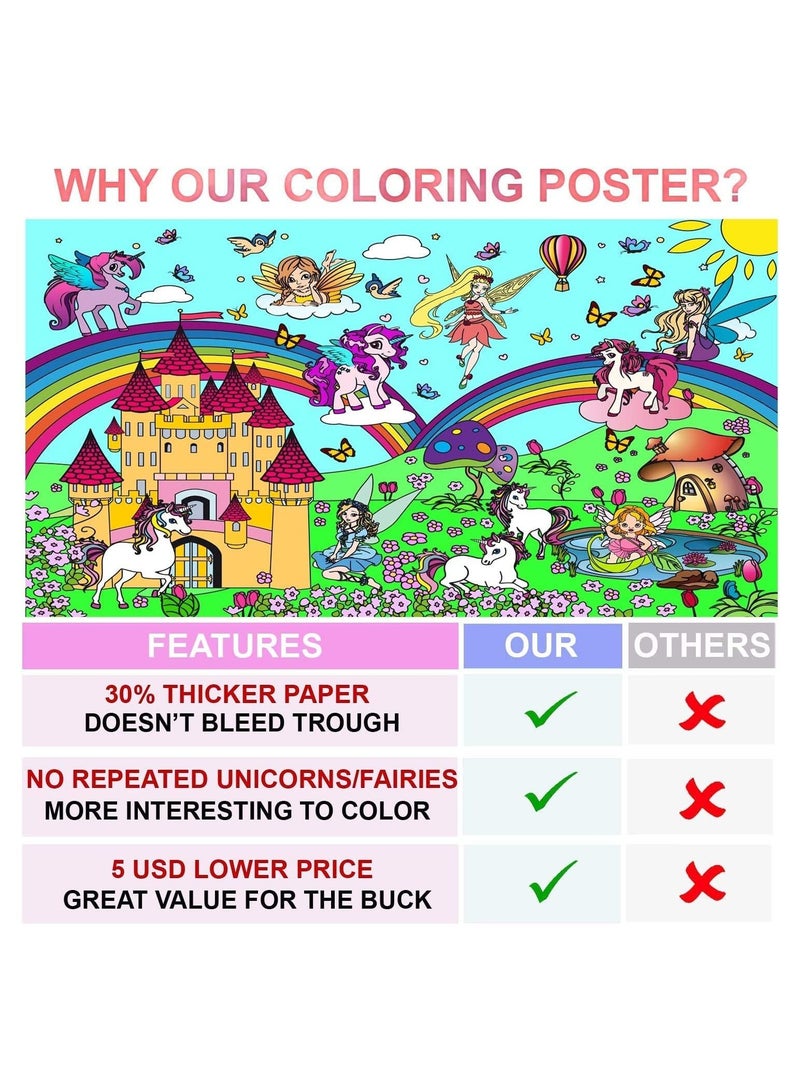 Poster printed on black and white paper for coloring a unicorn and a fairy, size 58 cm by 98 cm, printed by Up to Date Egypt 01222143812 - Image 5