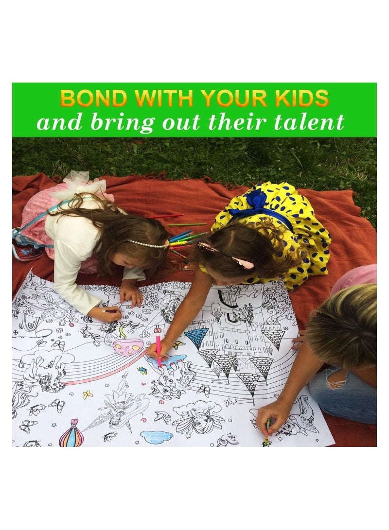 Poster printed on black and white paper for coloring a unicorn and a fairy, size 58 cm by 98 cm, printed by Up to Date Egypt 01222143812 - Image 3