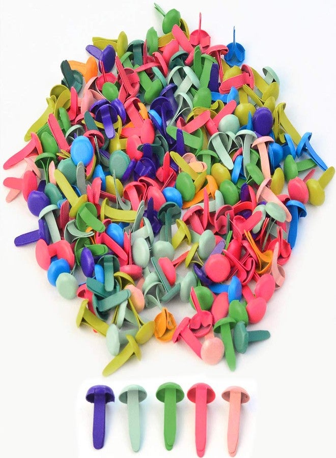 baotongle 500 PCS Paper Fasteners, Brass Plated Scrapbooking Brads Round Metal Brads with Storage Bag for Crafts Making DIY (Colorful, 8mm) - Image 2
