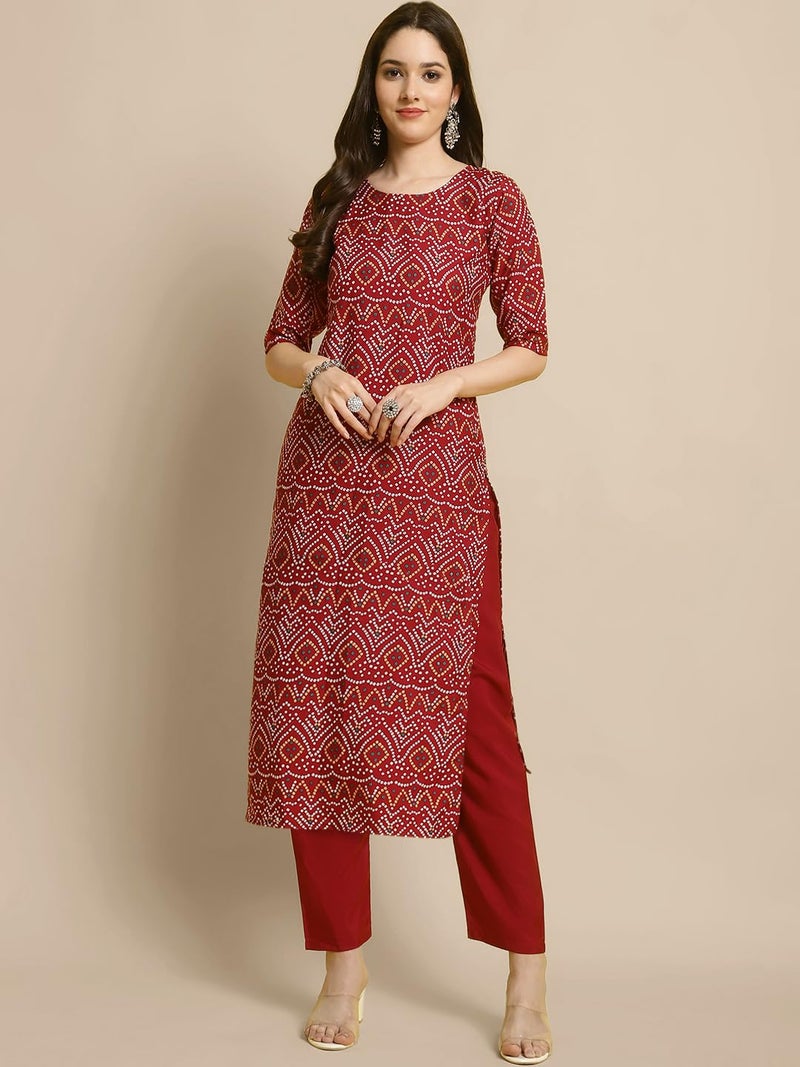 Tee Projekt Crepe Kurti & Pant Set for Women ll Pack of 2 Kurta Set ll Traditional Kurta Set - Image 5