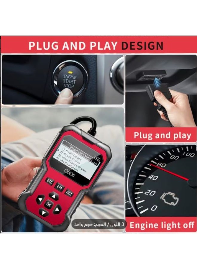 V410 OBD2 Scanner Diagnostic Tool for Cars and Trucks - Engine Light Checker, Battery Voltage Tester, Real-Time Data Stream, Freeze Frame Data, USB Power (No Battery), Durable Plastic Case, Portable Scanner, ABS Material, Car Troubleshooting | Portable Scanner | Durable Plastic Case - Image 3