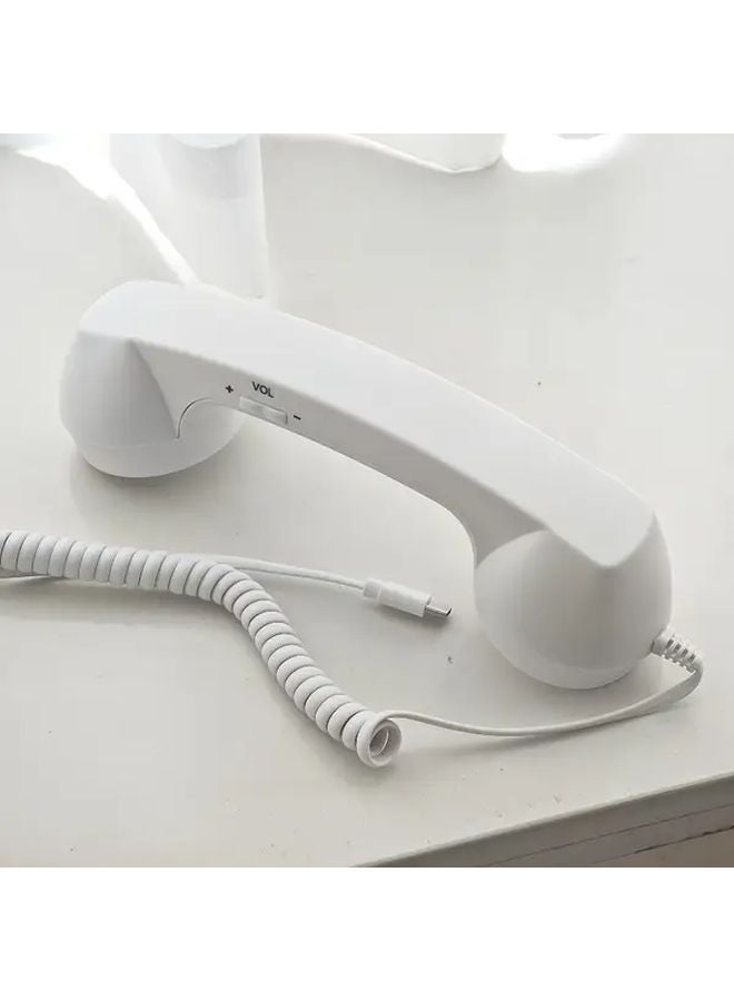 White Retro Wired Headset Type C Plug In Landline Telephone Receiver For Elderly - Image 3