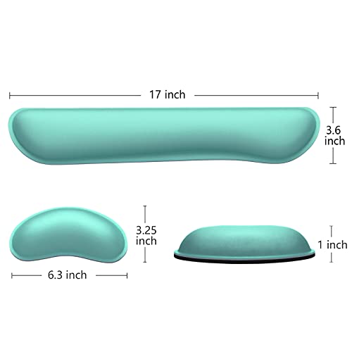 Dapesuom Enlarge Keyboard Wrist Rest, Memory Foam Wrist Cushion for Desk Mats Support, Cute Typing Pain Relief Keyboard Mouse Pad Rests Set with Non-Slip Base for Gaming Laptop Office Computer, Green - Image 5