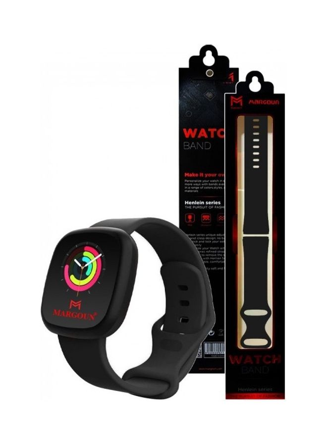 MARGOUN 2-Pack Replacement Silicone Band Versa 3/Fitbit Sense Smart Watch Black/White - Image 5