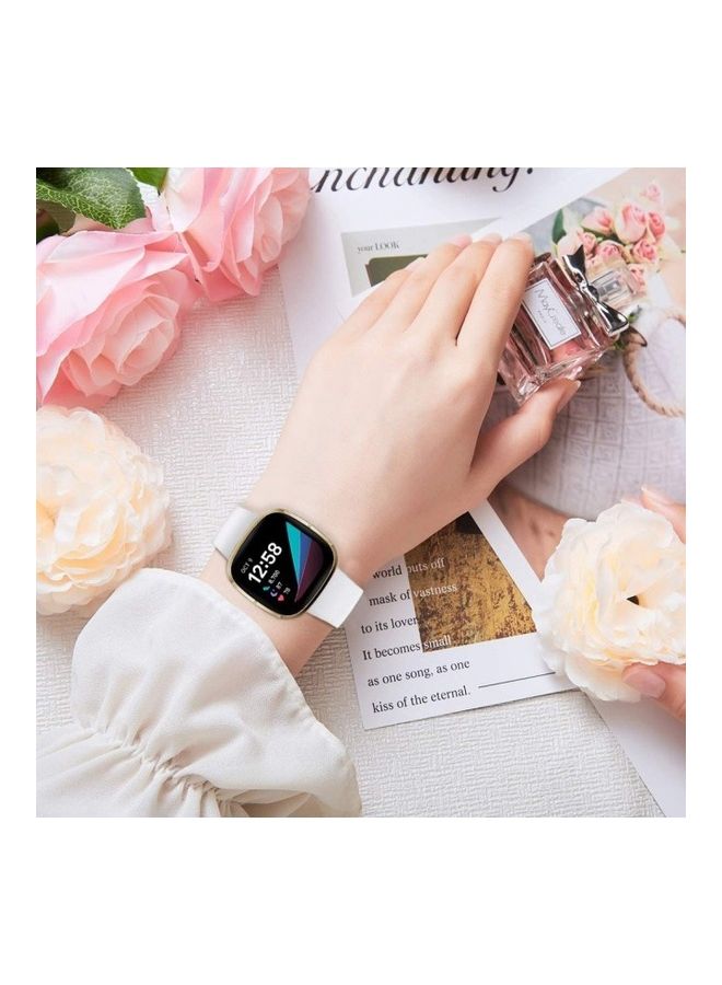 MARGOUN 2-Pack Replacement Silicone Band Versa 3/Fitbit Sense Smart Watch Black/White - Image 2