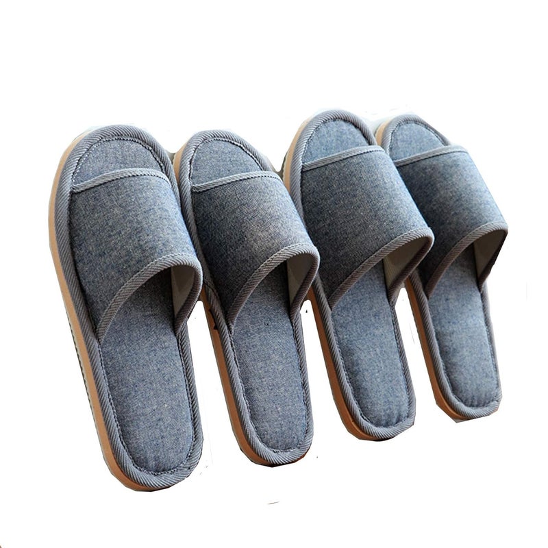 6 Pair of Open Toe Breathable SlippersSolid Color Casual SlippersSpa Slippers for Guests Hotel Travel Unisex Universal Size Washable 6 gray large size