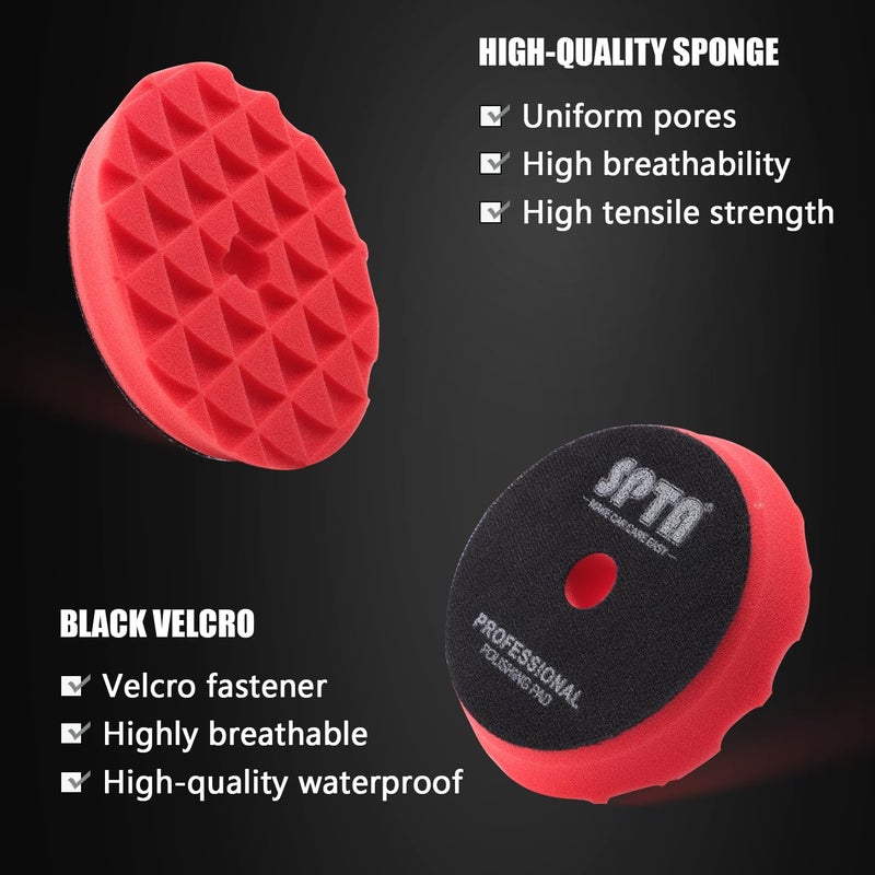 SPTA Buffing Polishing Pads, SPTA 6 Inch 150mm Body Repair Polishing Pad Set Made for 6 Inch Backing Plate, 6 Pcs Buffing Pads with Sponge, Wool and Micro-Fiber Pad Set for Car Detailing polishing Buffing - Image 4