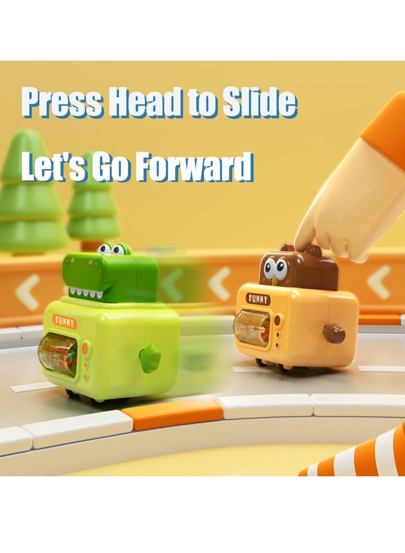 SOLARAE 4 Pack Press and Go Cars Toys, Pull Back Cars Set, Infant Animal Cars, Push Go Friction Baby Toys, Infant Play Vehicle Set for Toddler 1-3 Boys and Girls - Image 3