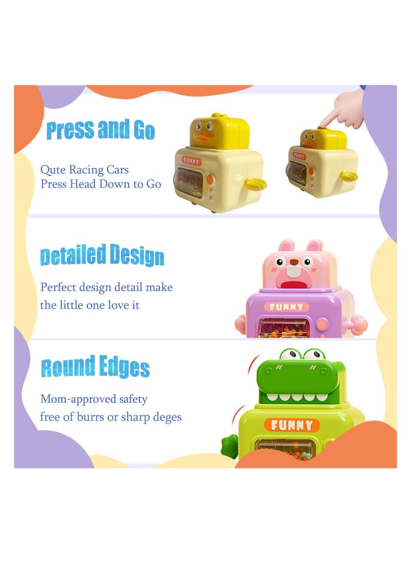 SOLARAE 4 Pack Press and Go Cars Toys, Pull Back Cars Set, Infant Animal Cars, Push Go Friction Baby Toys, Infant Play Vehicle Set for Toddler 1-3 Boys and Girls - Image 2