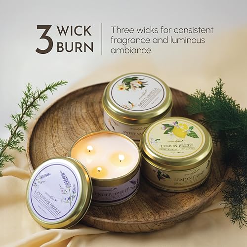 Aromahpure Lavender 3 Wick Candle in Container with Lid Pack of 3 | 85g Each | Burn Time 7 Hours Each | Scented Candle | Relaxing Aromatherapy Candles for Home Décor, Gifting, Bedroom & Spa - Image 3