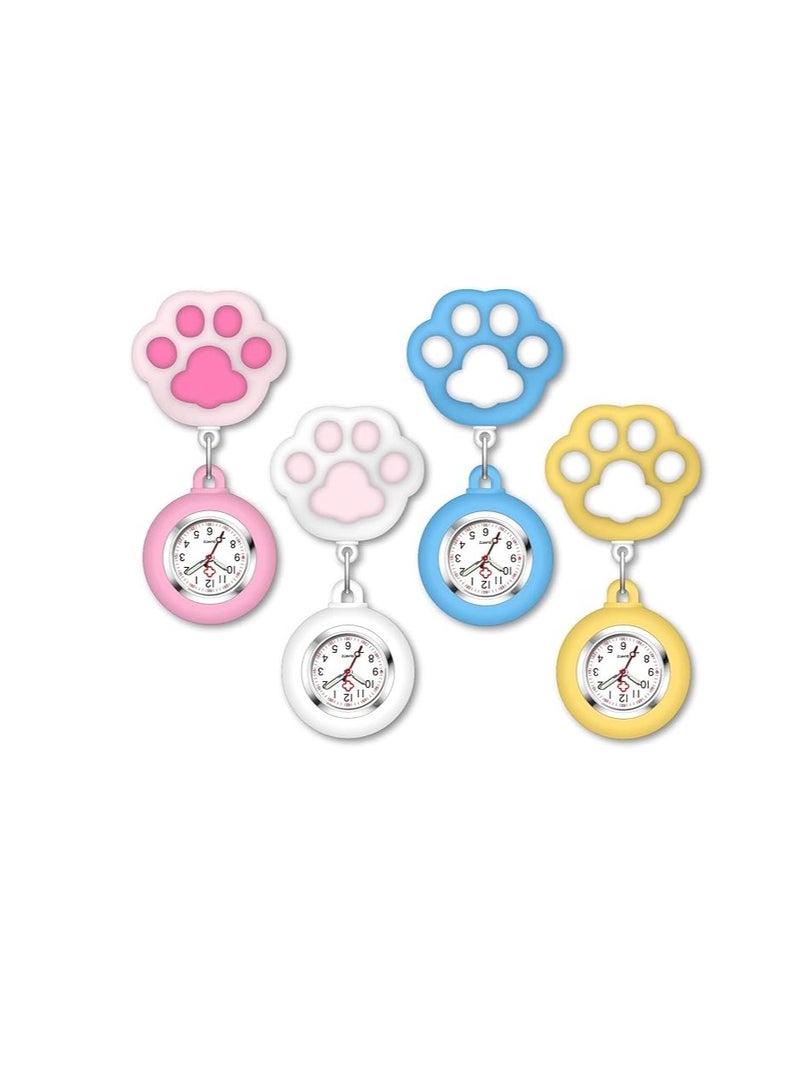 Nurse Watch Retractable for Nurses Doctors 4 Pack Clip-on Hanging Lapel Nurse Watch Silicone Cover Brooch Fob Pocket Watch Badge Reel Digital Watch - Image 1