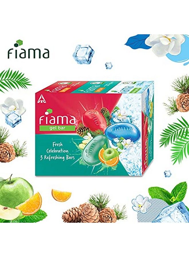 Fiama مجموعة جل الاستحمام المنعشة للاحتفال مع 3 قضبان جل فريدة من نوعها مع مرطبات البشرة لترطيب البشرة، صابون 125 جرام (عبوة من 3 قطع) أزرق - Image 4