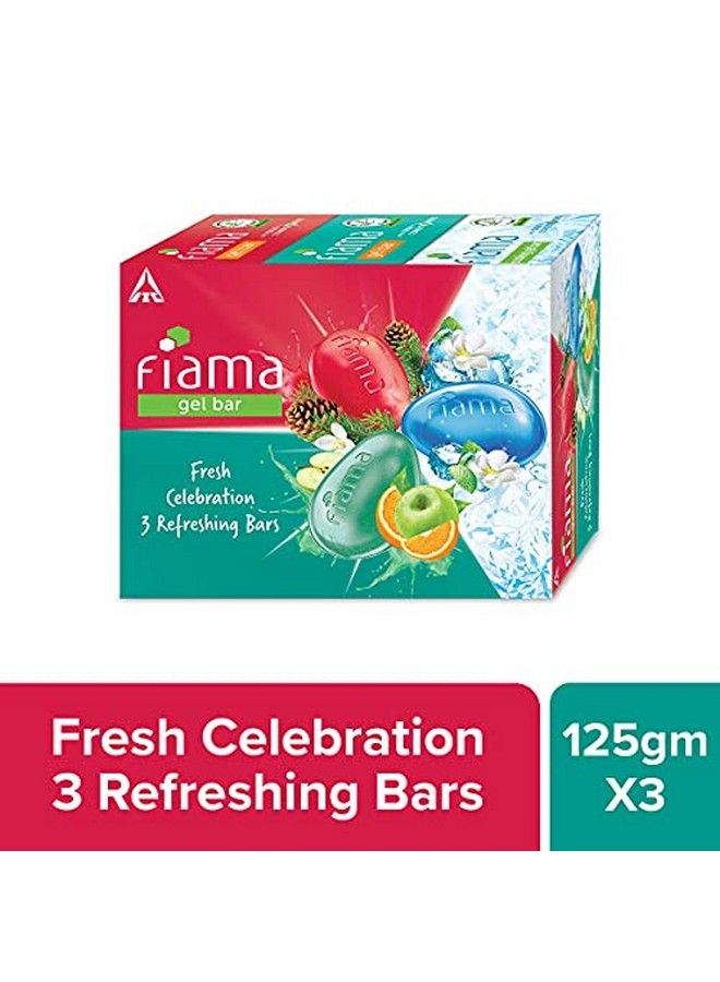 Fiama مجموعة جل الاستحمام المنعشة للاحتفال مع 3 قضبان جل فريدة من نوعها مع مرطبات البشرة لترطيب البشرة، صابون 125 جرام (عبوة من 3 قطع) أزرق - Image 3