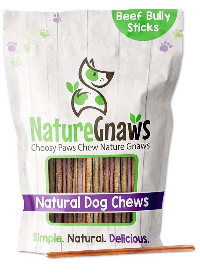 NATURE Extra Thin Bully Sticks For Small Dogs 56" (10 Count)  Long Lasting For Light Chewers And Puppies  Natural Beef Dog Chew Bones  - Image 1