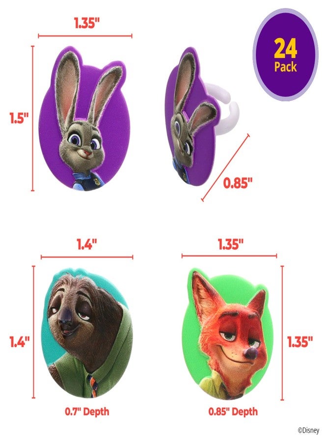 DecoPac Disney's Zootopia Rings, Cupcake Decorations Featuring Judy Hopps, Nick Wilde & Flash Slothmore - 24 Pack - Image 3