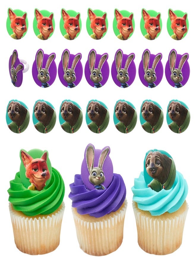 DecoPac Disney's Zootopia Rings, Cupcake Decorations Featuring Judy Hopps, Nick Wilde & Flash Slothmore - 24 Pack - Image 1