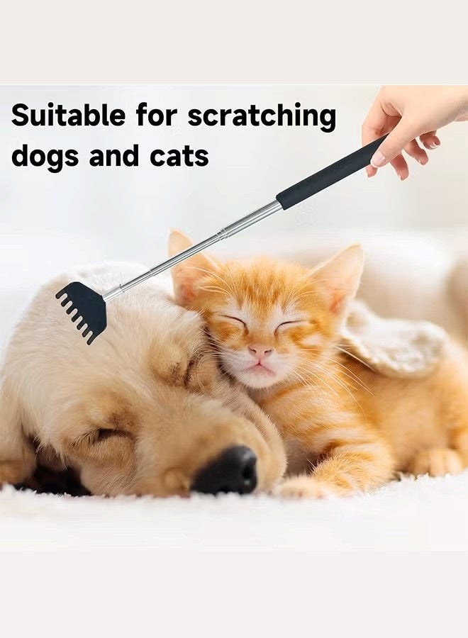 2 Pcs Portable extendable Back Scratcher Stainless Steel telescoping Back scratchers for Adults Tickle Teaser Wand for Cat（black） - Image 3