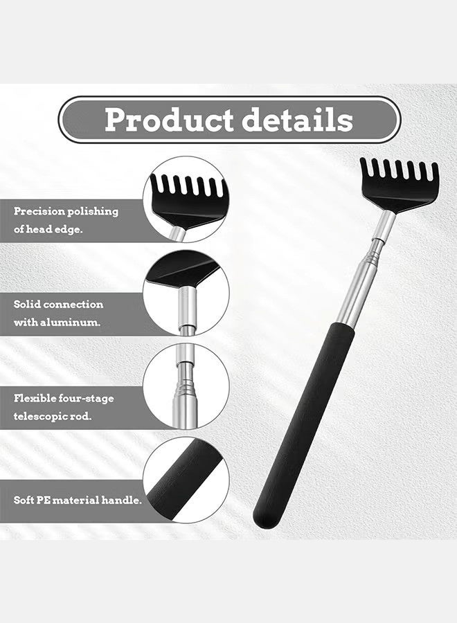 2 Pcs Portable extendable Back Scratcher Stainless Steel telescoping Back scratchers for Adults Tickle Teaser Wand for Cat（black） - Image 2