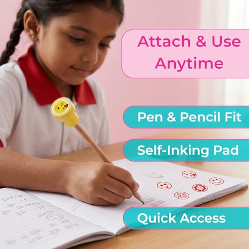 Oytra Rubber Stamps for Kids Set of 10 Stationery Self Inking Stamp for Smile Reward Appreciation Motivation Teachers Students Scrapbooking Art Craft Birthday Gift - Image 3