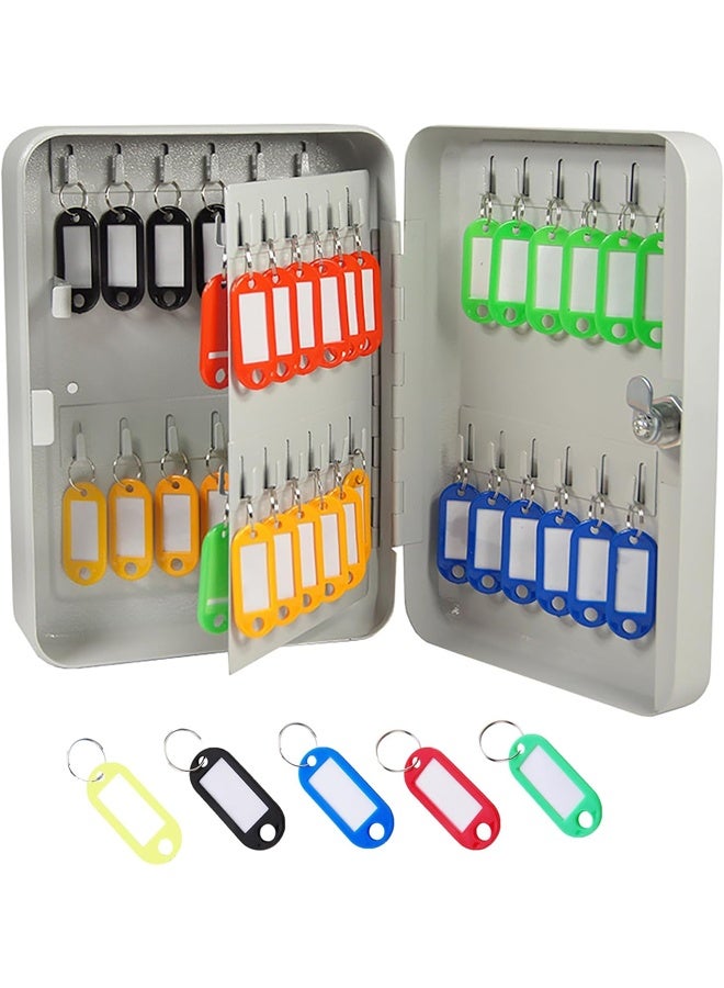 DUNISO 48-Position Key Cabinet With Lock, Resettable Black Digital Safe, Wall Mounted Key Organizer With Colorful Key Label Stickers And Hooks,White  - Image 2